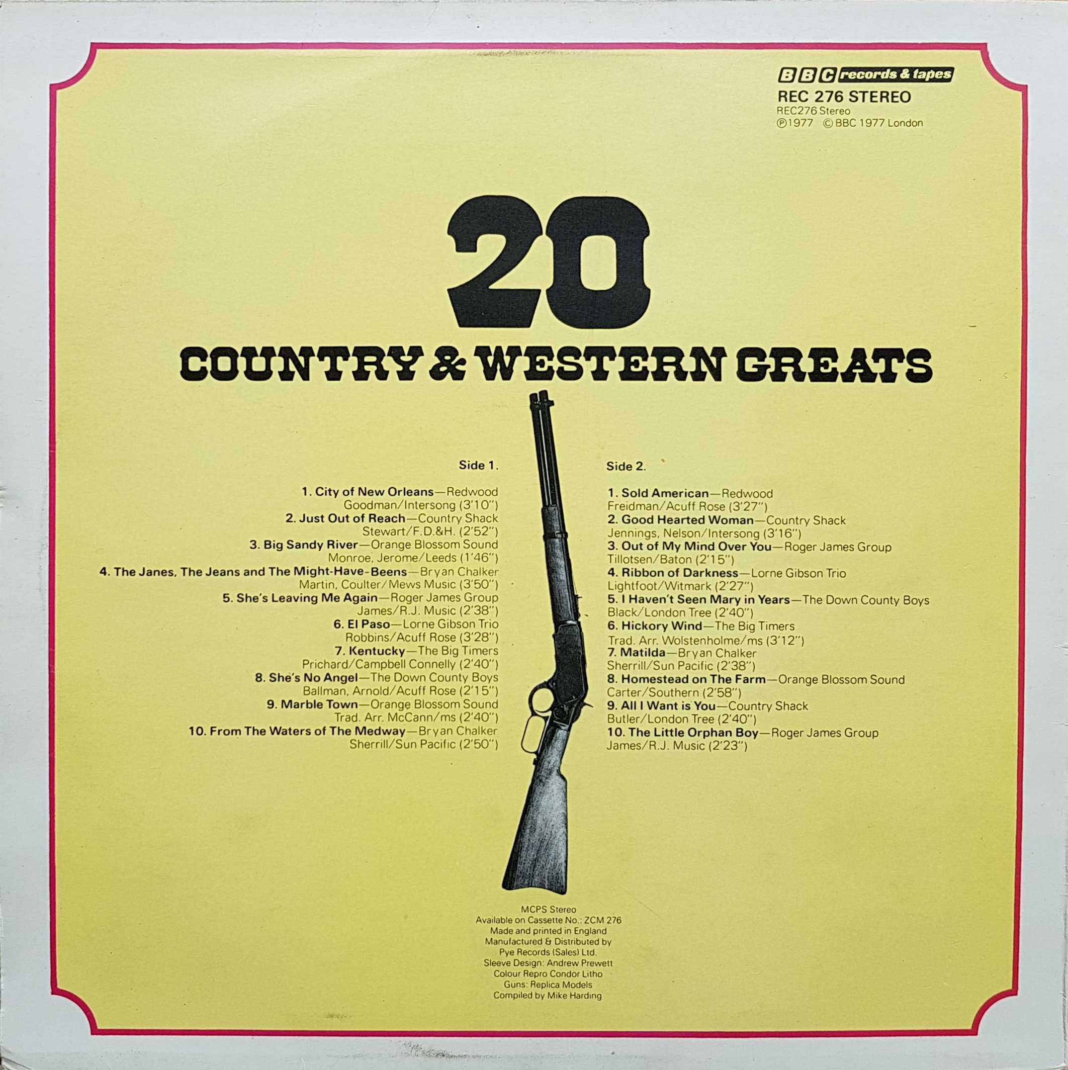 Picture of REC 276 20 Country and Western greats  by artist Various from the BBC records and Tapes library